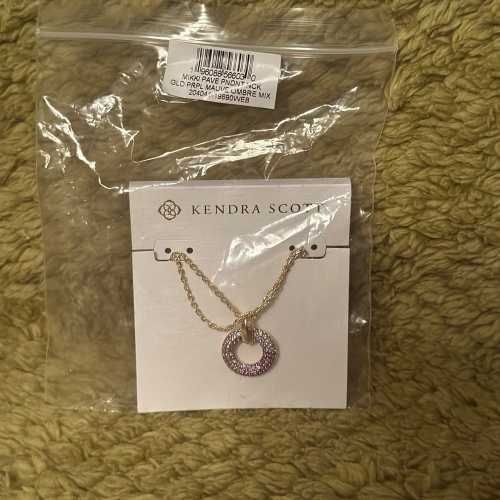 Kendra Scott Gold Necklace with Pink Circle Pendant